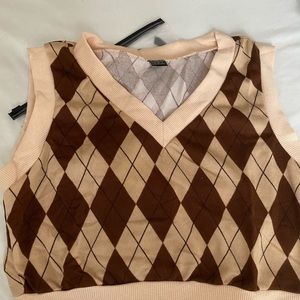 SHEIN plaid short sleeve sweater top